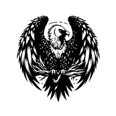 Obraz premium Majestic eagle with spread wings isolated on white background illustration