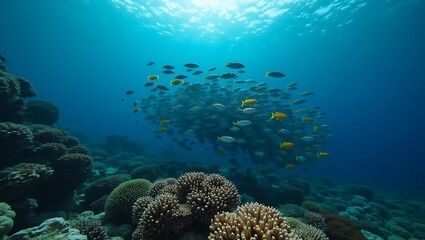 Naklejka premium Collective motion and vibrant ecosystem are the central focus of a detailed composition