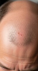 Fototapeta premium Close-up of a man's scalp showing signs of hair loss and skin condition