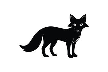 Black silhouette art illustration of a fox in alert stance.eps
