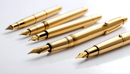 Fototapeta premium Golden fountain pens arranged
