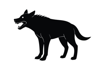 Black silhouette art illustration of a hyena.eps