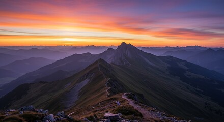 Naklejka premium sunrise in the mountains
