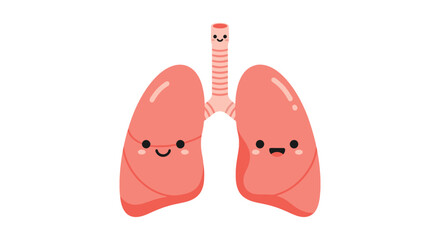 Fototapeta premium Adorable cartoon lungs with happy faces, representing healthy breathing and respiratory wellness