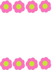 Pink flowers with green circles top and bottom
