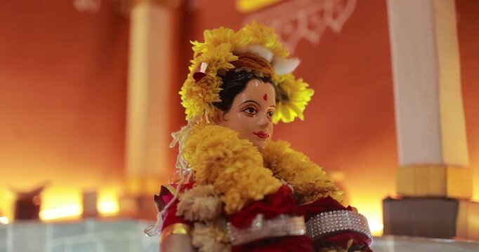 Decoration of Goddess Gauri pujan
