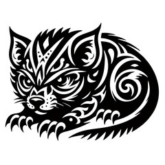 Obraz premium Cat Tribal Tattoo Design Illustration