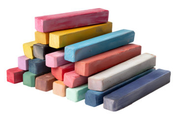  Colorful pastel chalk sticks on white background