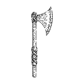 throwing axe medieval sketch hand drawn vector