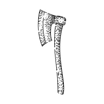 war axe medieval sketch hand drawn vector