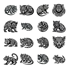 Obraz premium Black and White Vector Illustration of Tasmanian Devils