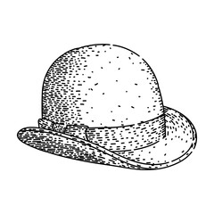 style bowler hat sketch hand drawn vector