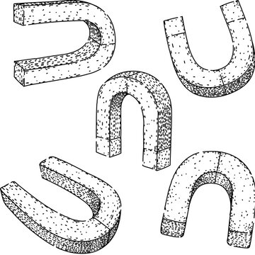 magnet set sketch hand drawn vector