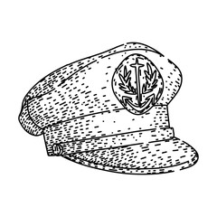maritime sailor captain hat sketch hand drawn vector