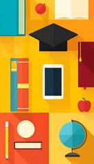 Education theme flat lay top view
