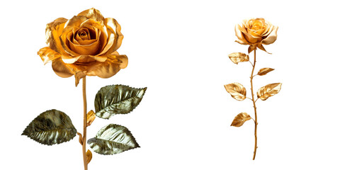 Golden Rose isolated on transparent background