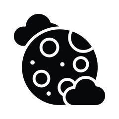 Premium glyph icon of cratered moon surface