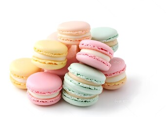 Obraz premium Pastel Macarons on White Background