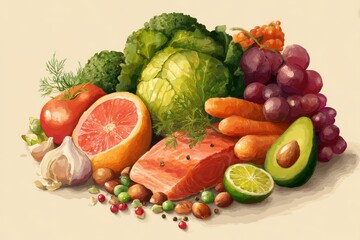 Healthy Diet: Fruits, Vegetables, & Fish