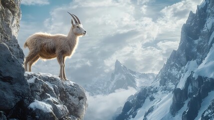 Obraz premium Majestic Ibex on Mountain Peak