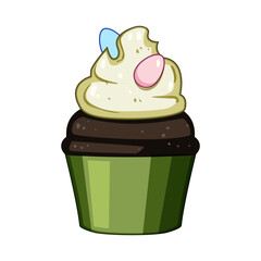 frosting easter cupcake cartoon vector illustration