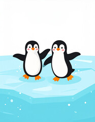 Naklejka premium penguins on the ice vector