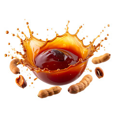  tamarind skices and juice splash in the background, illustration, without background, transparent