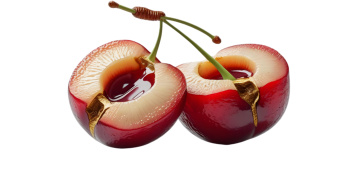 two cherries on a white background