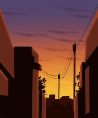 sunset in the city