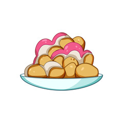 pastry greek loukoumades cartoon vector illustration
