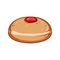 fried hanukkah doughnut cartoon vector illustration