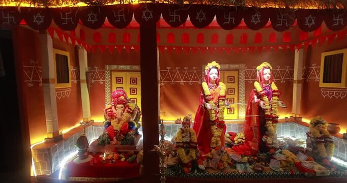 Decoration of Goddess Gauri pujan