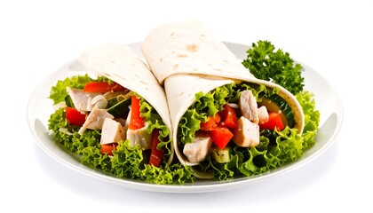 Two filled tortillas on a plate