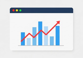 Illustration of business graph showing growth