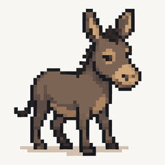 Fototapeta premium Adorable pixel art donkey standing proudly, perfect for retro game assets or charming illustrations