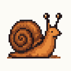 Obraz premium Charming pixel art snail, a delightful retro creature for playful designs and nostalgic projects