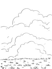 Cloudy Sky Hand Drawn Scene, Background, Text Overlay, Printable