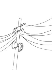 Power Line Hand Drawn Sketch, Background Overlay, Printable Art