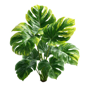 Split-leaf philodendron in deep jungle green, on isolated white background --s 250