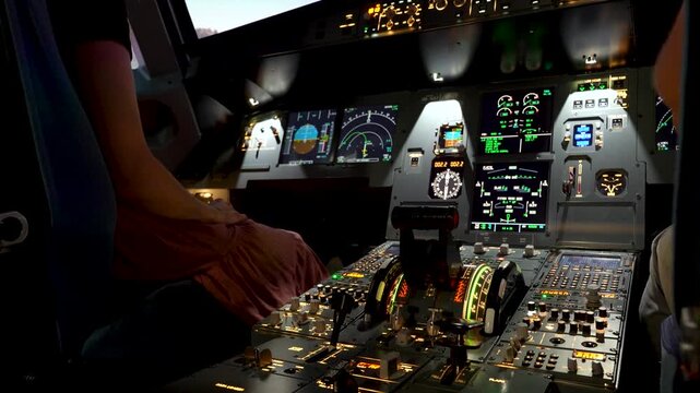 Airbus A320 Cockpit view of Central Console and Pilot Instruments