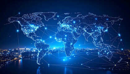 Global network map at night