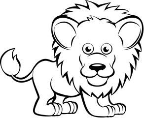 Obraz premium A lion cartoon character safari animal illustration