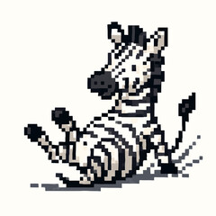Fototapeta premium Pixelated zebra rolling playfully, perfect for fun projects or children's designs with charm