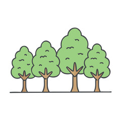 Cartoon trees illustration vector graphic for nature landscape forest environment design element