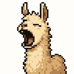 Fototapeta premium Pixelated llama with open mouth, perfect for projects needing quirky, unique, and fun animal art
