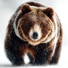 Obraz premium Grizzly Bear on White Background - Majestic Wildlife