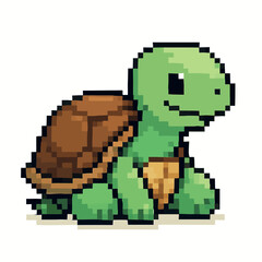 Obraz premium Pixelated turtle illustration perfect for children's books, games, or educational materials, charming and fun