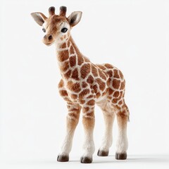 Obraz premium Young Giraffe Standing - Isolated on White Background