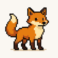 Fototapeta premium Pixelated fox illustration, perfect for gaming, design, and digital projects, charming and playful