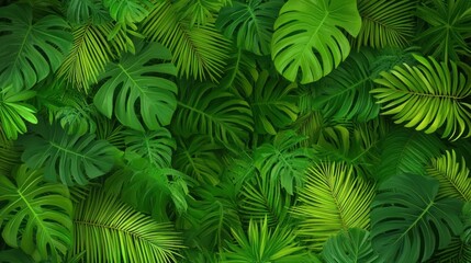 Tropical green leaves background
